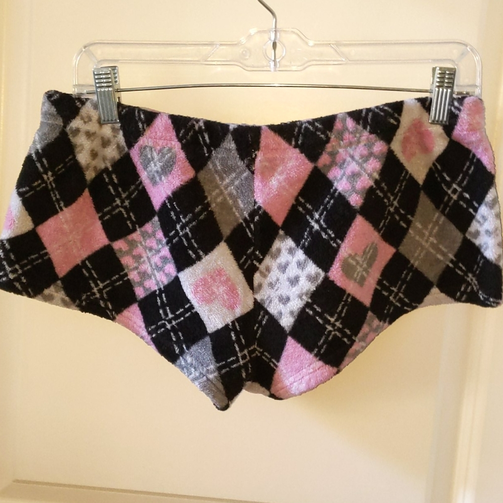 Black Pink Love 2 Sleep Argyle Puja Shorts Size L